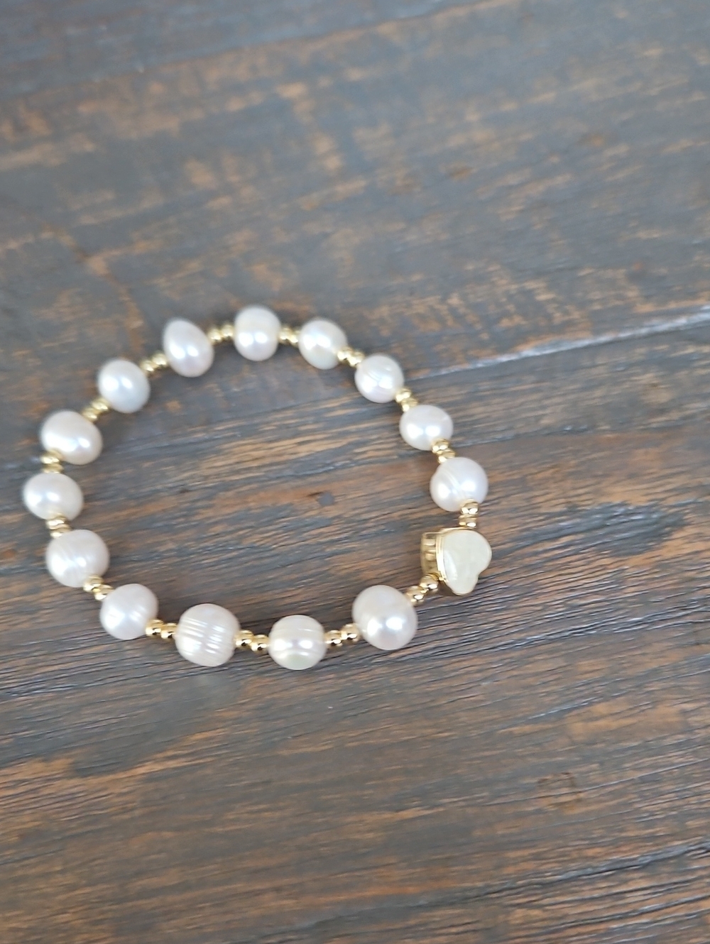 Elegant Pearl Stretch Bracelet with Gold Filled Accents